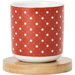 Gifi 4 gobelets avec sous tasses en bois rouge et blanc Outlet