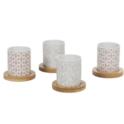 Gifi 4 gobelets expresso avec sous tasse bois Outlet
