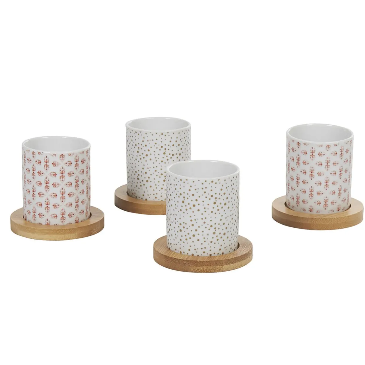 Gifi 4 gobelets expresso avec sous tasse bois Outlet