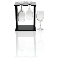 Gifi 4 verres à vin avec support en bois noir Sale
