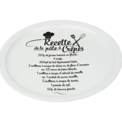 Gifi Assiette à crêpes porcelaine décor recette noir blanc