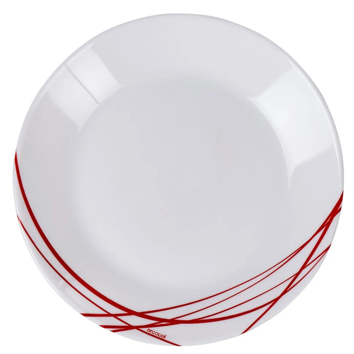 Gifi Assiette à dessert Arcopal blanche lignes rouges