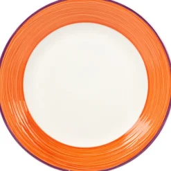 Gifi Assiette à dessert blanche à bord orange et violet Discount