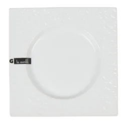 Gifi Assiette à dessert blanche carrée intérieur rond