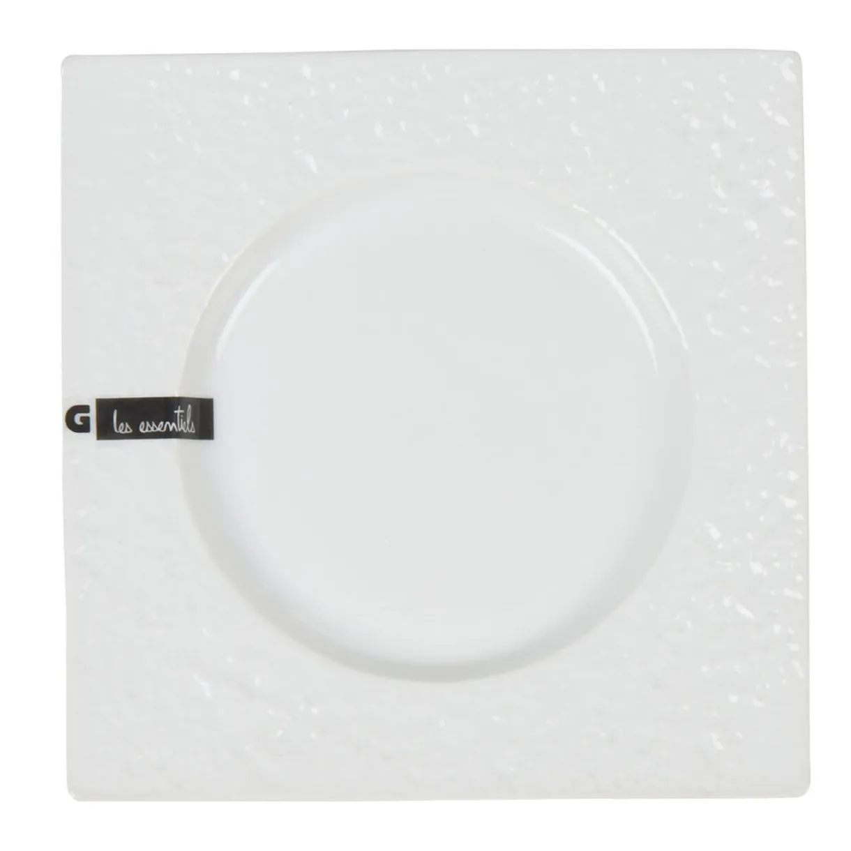 Gifi Assiette à dessert blanche carrée intérieur rond