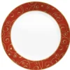 Gifi Assiette à dessert blanche rouge motifs dorés Clearance