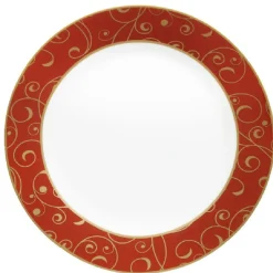 Gifi Assiette à dessert blanche rouge motifs dorés Clearance