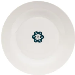 Gifi Assiette à dessert blanche décor fleur bleue