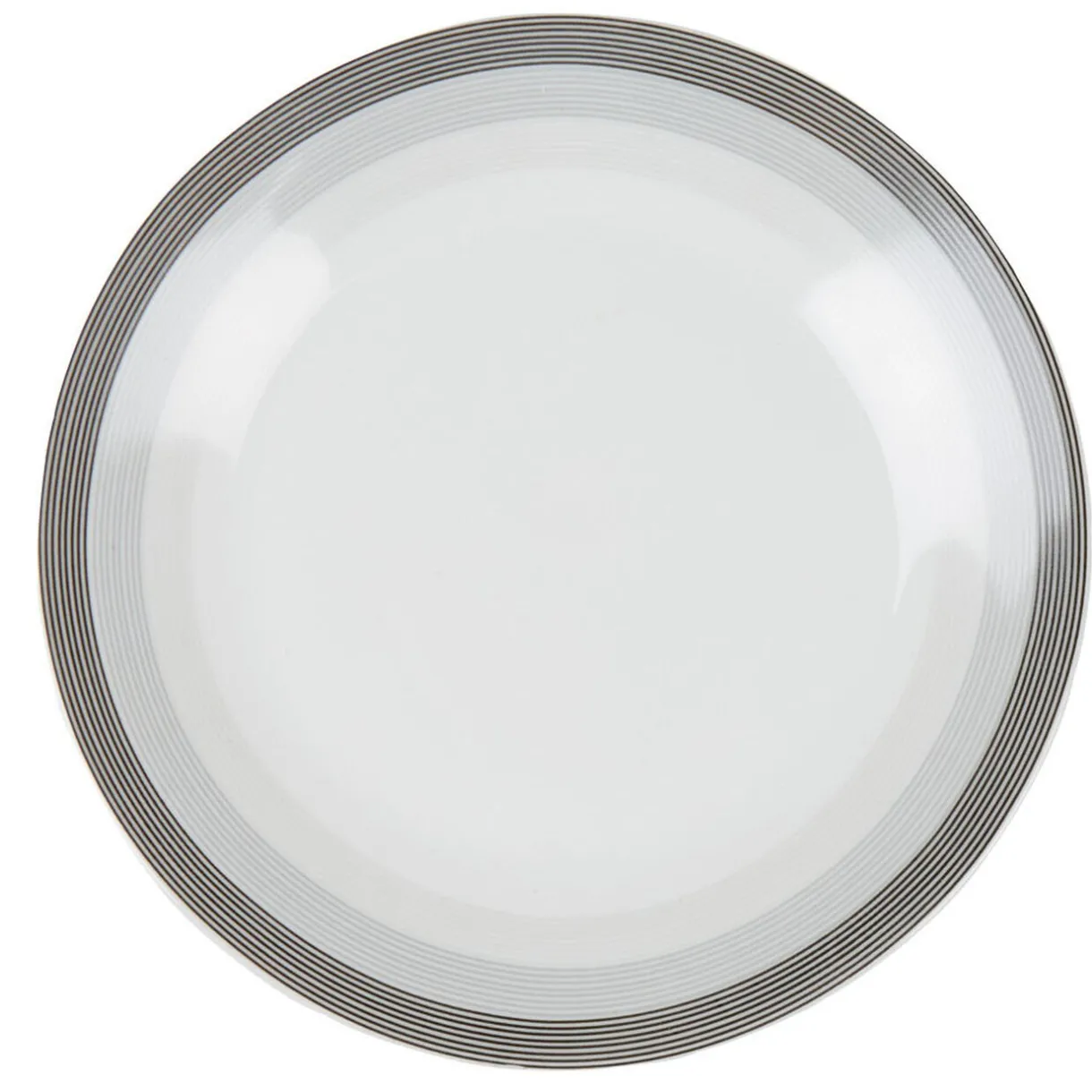 Gifi Assiette à dessert blanche et grise Sérénité Rayures
