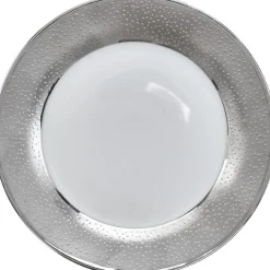 Gifi Assiette à dessert blanche contour argenté