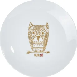 Gifi Assiette à dessert blanche hibou mandala doré