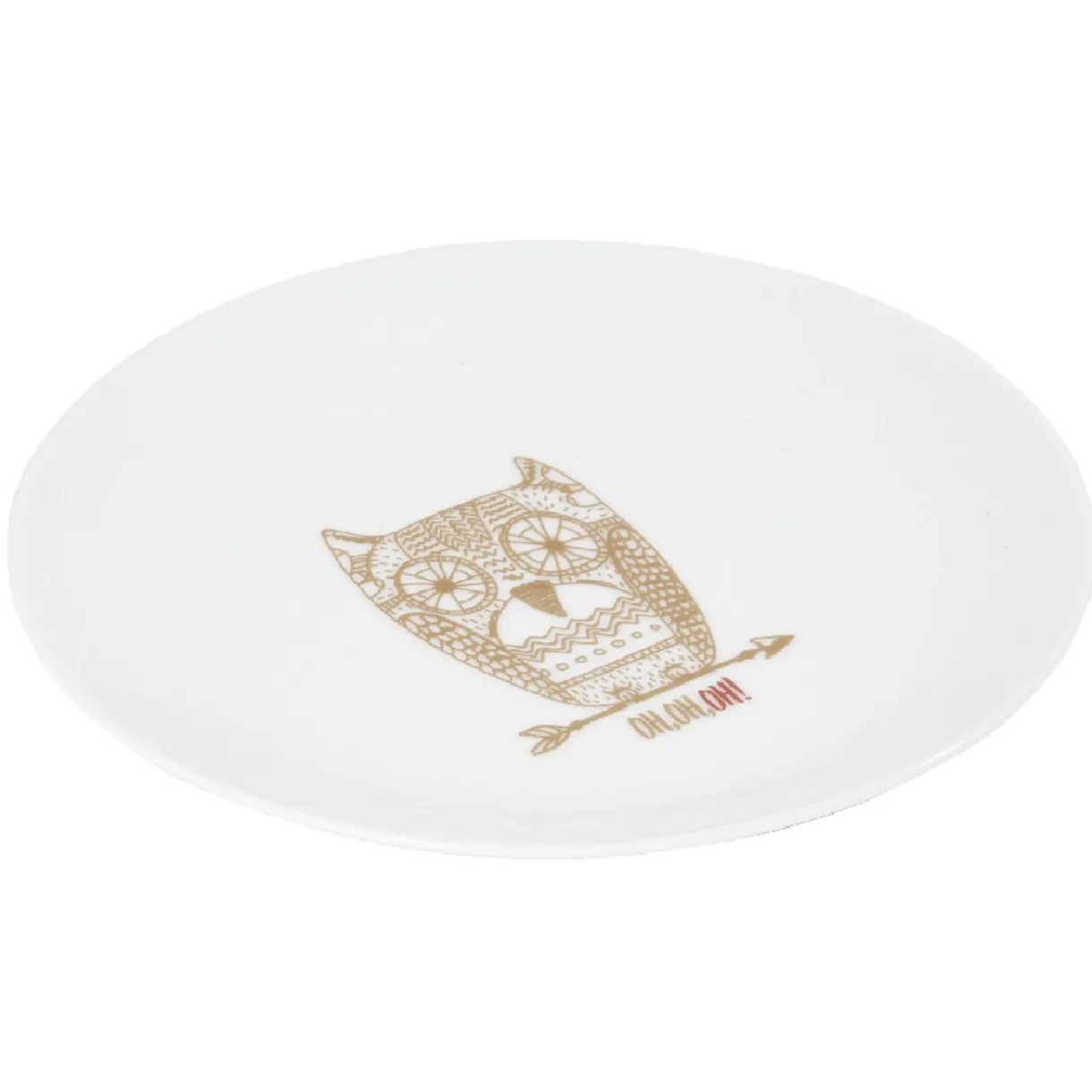 Gifi Assiette à dessert blanche hibou mandala doré