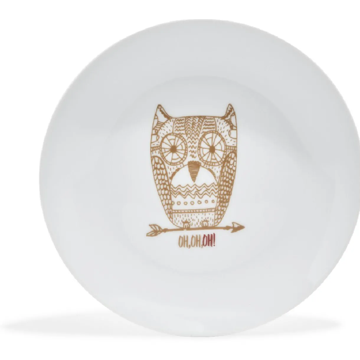 Gifi Assiette à dessert blanche hibou mandala doré