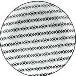 Gifi Assiette à dessert blanche motif ligne de croix noir