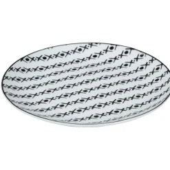 Gifi Assiette à dessert blanche motif ligne de croix noir