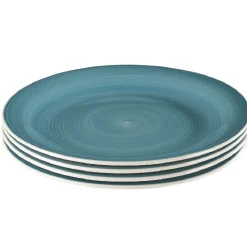 Gifi Assiette à dessert bleu effet spirale x4 Clearance