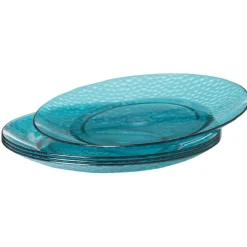 Gifi Assiette à dessert bleue martelé x4