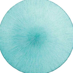 Gifi Assiette à dessert bleue verre strié New