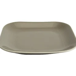 Gifi Assiette à dessert carré en grès taupe et blanche
