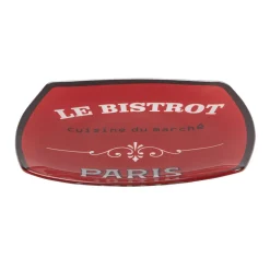 Gifi Assiette à dessert carrée bords arrondis rouge Le bistrot