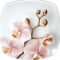 Gifi Assiette à dessert carrée design Orchidée