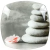 Gifi Assiette à dessert carrée design galets gris zen