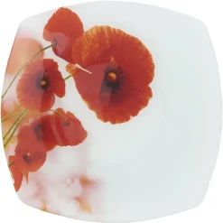 Gifi Assiette à dessert carrée motif coquelicot