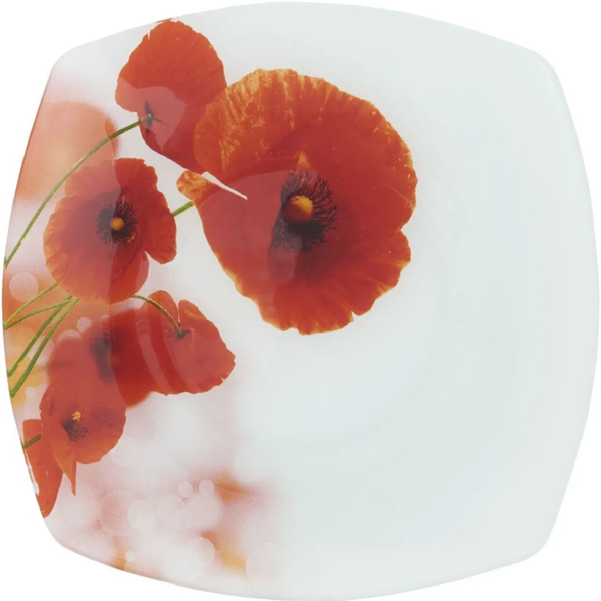 Gifi Assiette à dessert carrée motif coquelicot