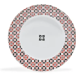 Gifi Assiette à dessert collection folk gris rouge