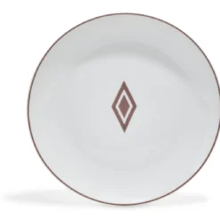 Gifi Assiette à dessert décor gris avec liseré rouge