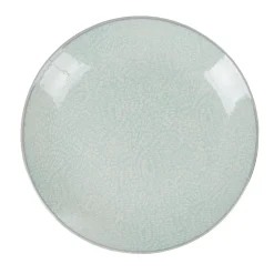 Gifi Assiette à dessert design goutte beige liseré bleu clair