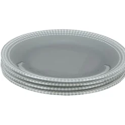 Gifi Assiette à dessert Dotty gris et blanc bord à pois x4