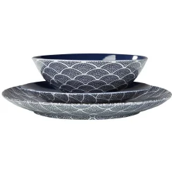 Gifi Assiette à dessert en porcelaine décor vague japonaise