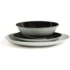 Gifi Assiette à dessert en porcelaine décor rayures soleil