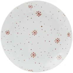 Gifi Assiette à dessert en porcelaine motif flocon rouge