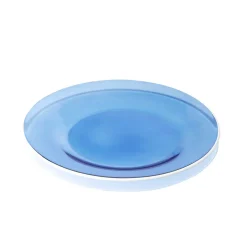 Gifi Assiette à dessert en verre bleu bord blanc Ø20cm New