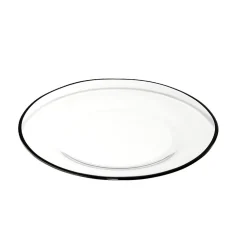 Gifi Assiette à dessert en verre transparent bord noir Ø20cm Discount