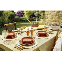 Gifi Assiette à dessert faïence Terracotta avec liseré crème