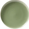 Gifi Assiette à dessert faïence vert avec liseré crème