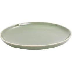 Gifi Assiette à dessert faïence vert avec liseré crème
