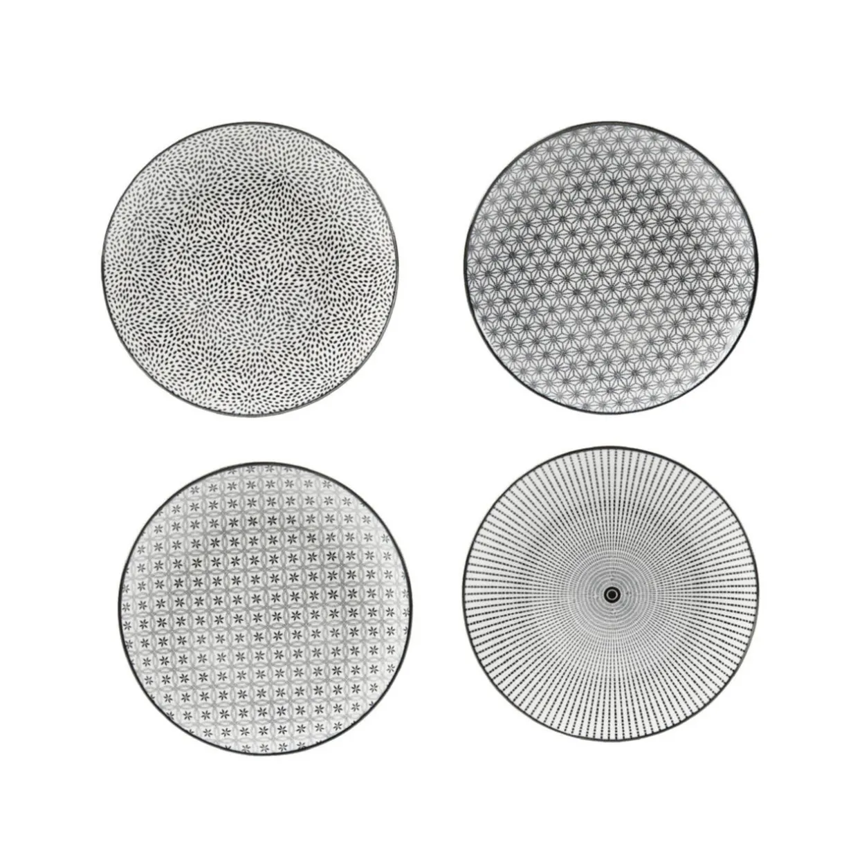 Gifi Assiette à dessert Helsinki décor noir blanc x4 Online