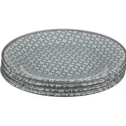 Gifi Assiette à dessert Micro blanc et noir fleurs à pois x4 Clearance