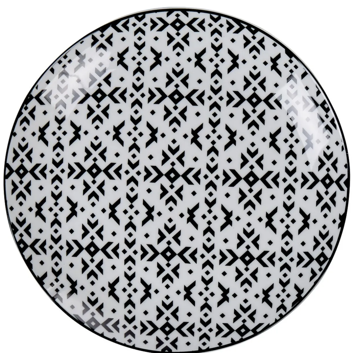 Gifi Assiette à dessert motif berbère noir et blanc