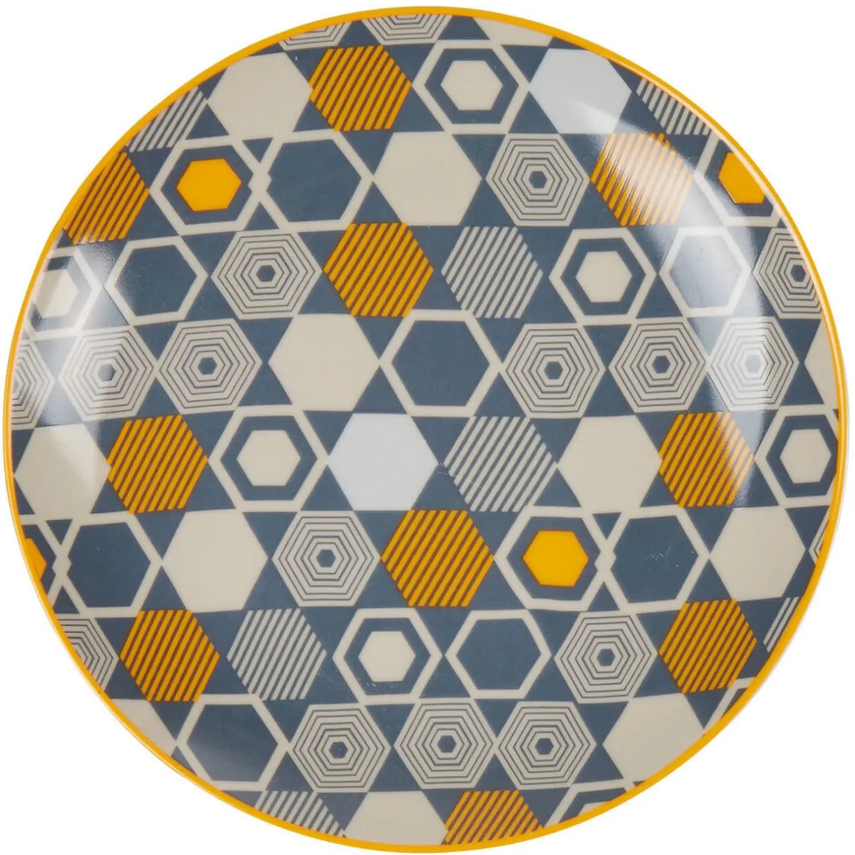 Gifi Assiette à dessert motif hexagones multicolores Clearance