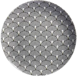 Gifi Assiette à dessert motif vague japonaise gris