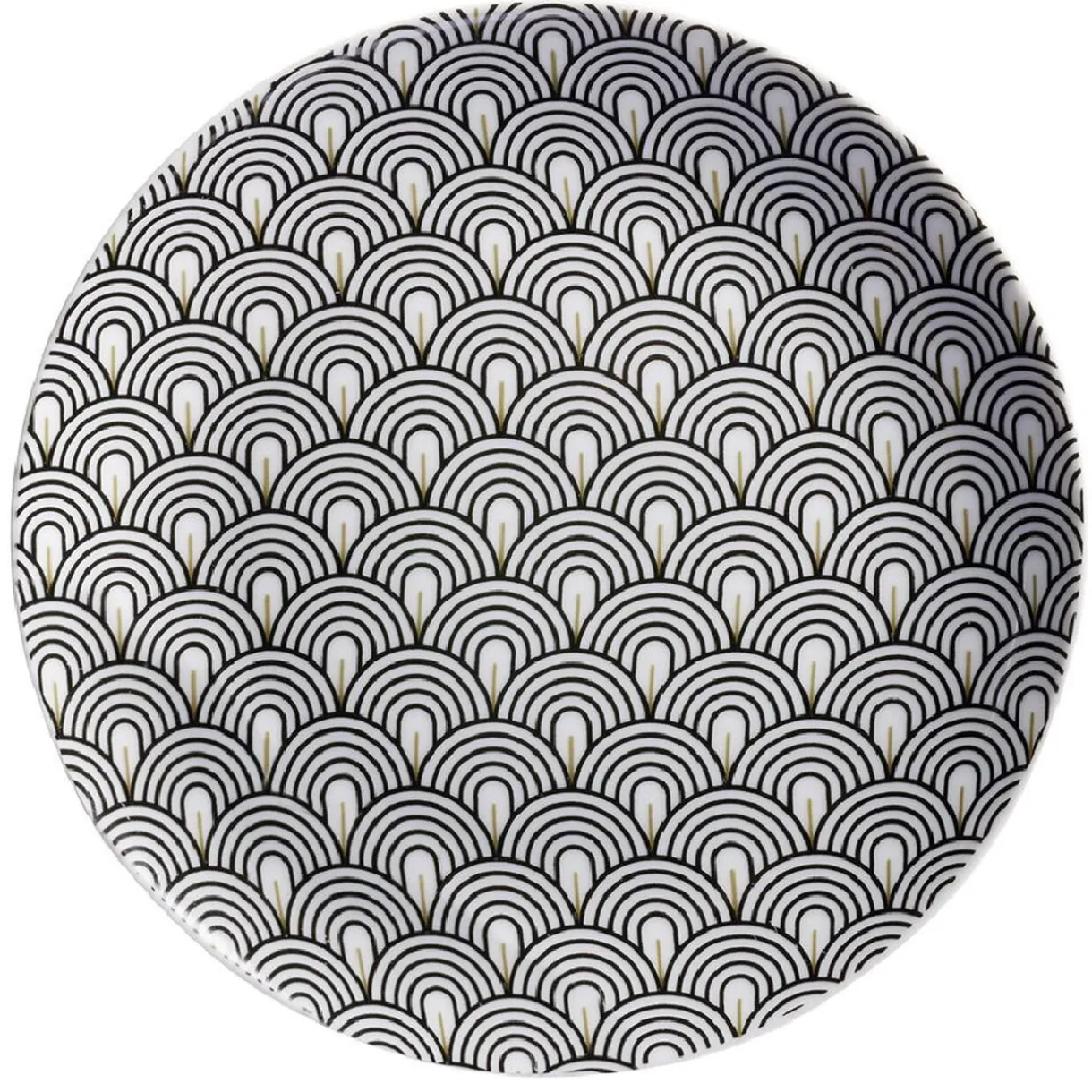 Gifi Assiette à dessert motif vague japonaise gris