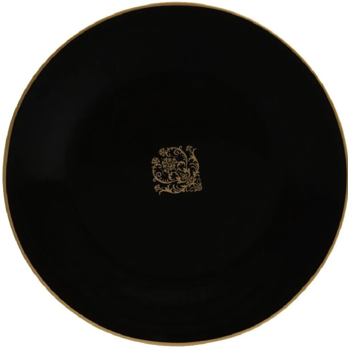 Gifi Assiette à dessert noire design médaillon doré