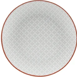 Gifi Assiette à dessert Oreige décor trèfles à bord rouge x4