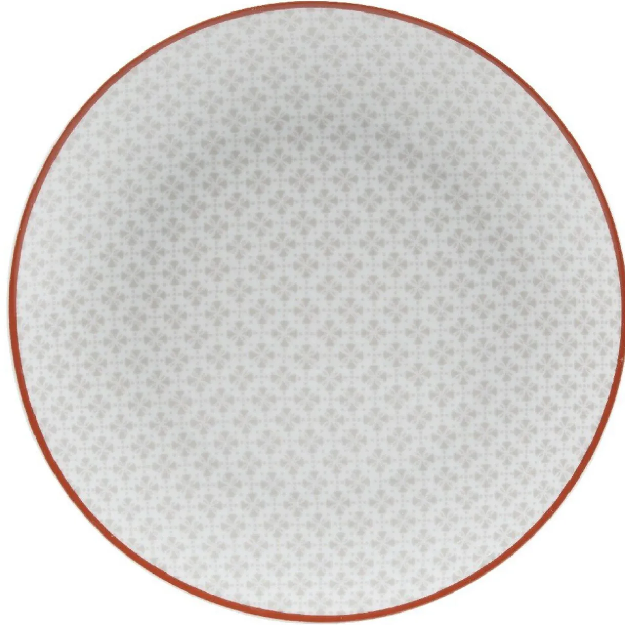 Gifi Assiette à dessert Oreige décor trèfles à bord rouge x4