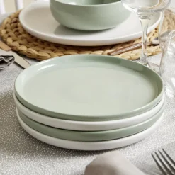 Gifi Assiette à dessert Oslo en grès vert Ø20cm Outlet